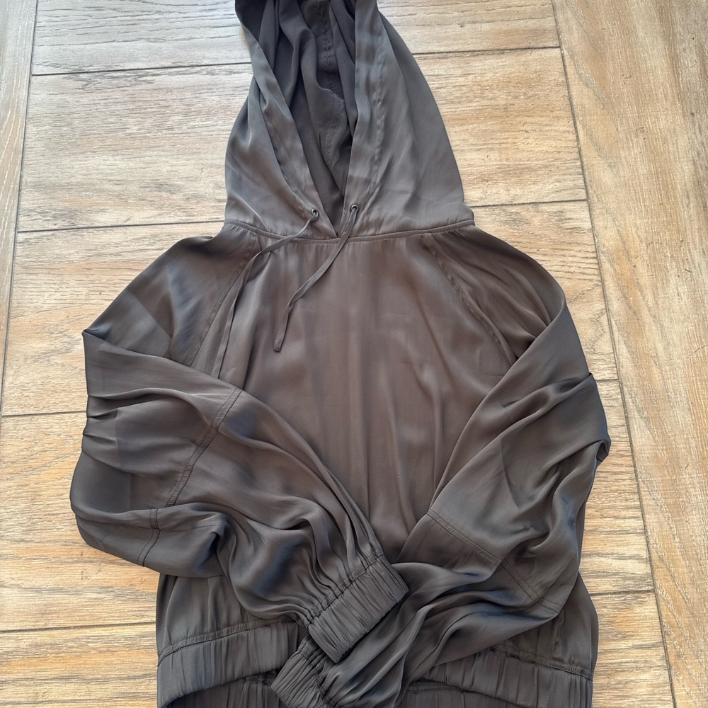 Carbon38 Black Satin Women's Hoodie - Picture 4 of 5